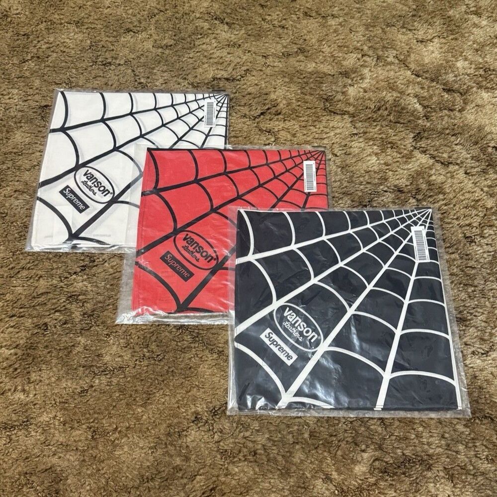 Supreme/Vanson Leathers Spider-Man Bandana 3 Pack Black Red White Brand New